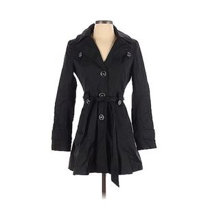 Via Spiga Black Rain/ Trench Coat with Removable Hood, M